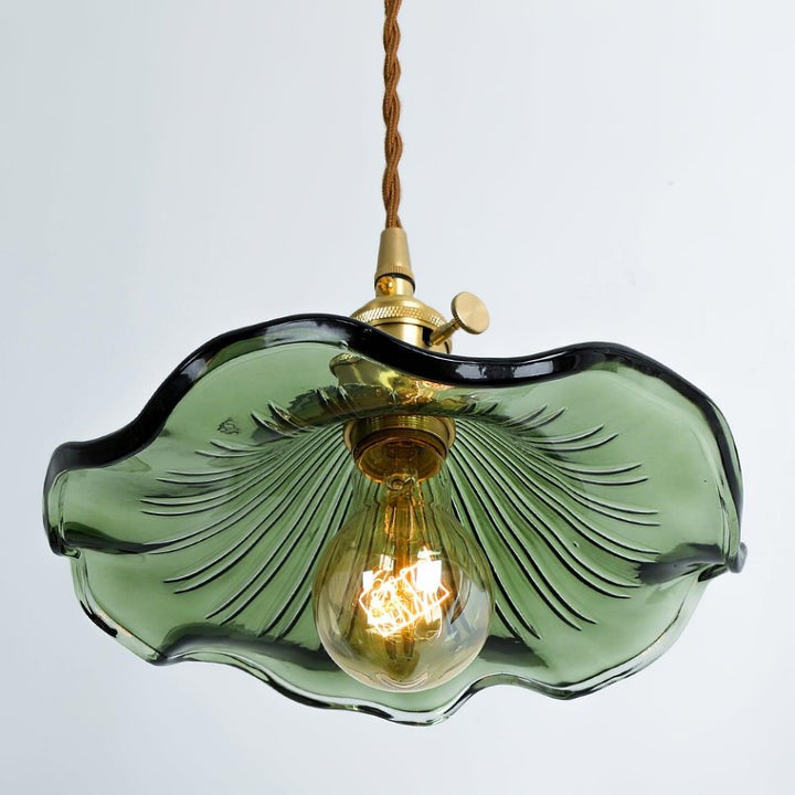 Fluted Hibiscus Glass Swag Pendant Light