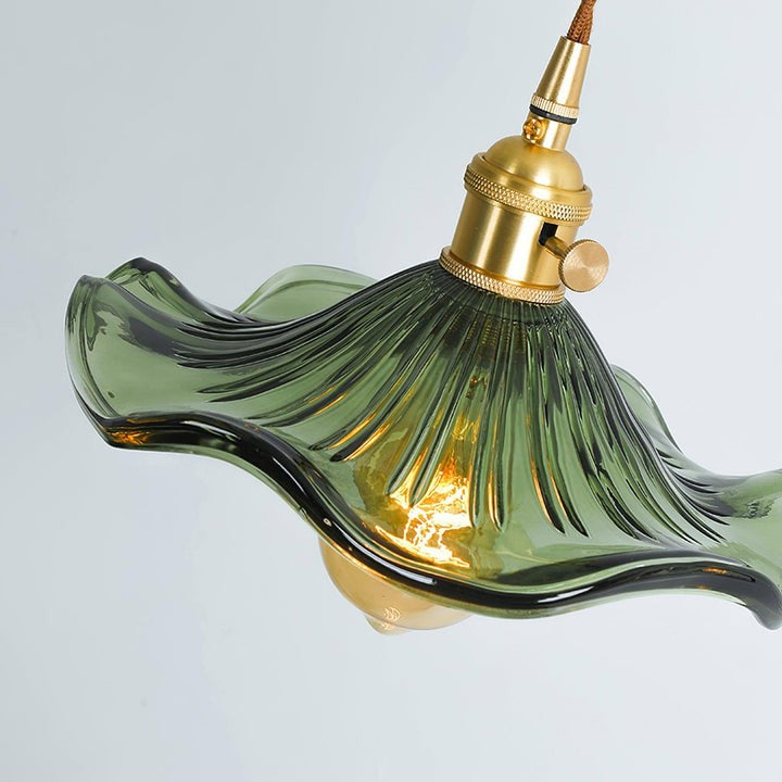 Fluted Hibiscus Glass Swag Pendant Light