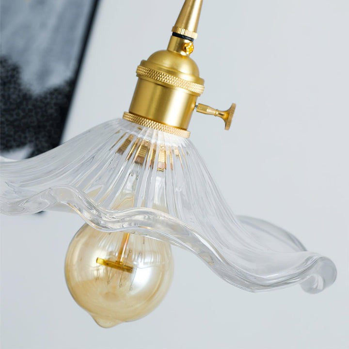 Fluted Hibiscus Glass Swag Pendant Light