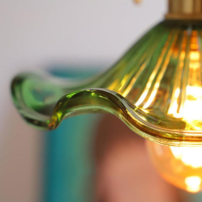 Fluted Hibiscus Glass Swag Pendant Light