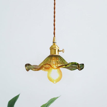 Fluted Hibiscus Glass Swag Pendant Light