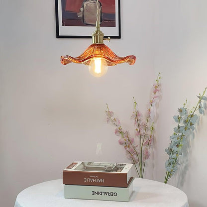 Fluted Hibiscus Glass Swag Pendant Light