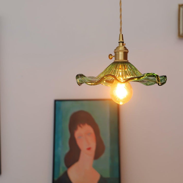 Fluted Hibiscus Glass Swag Pendant Light