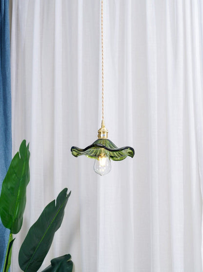 Fluted Hibiscus Glass Swag Pendant Light