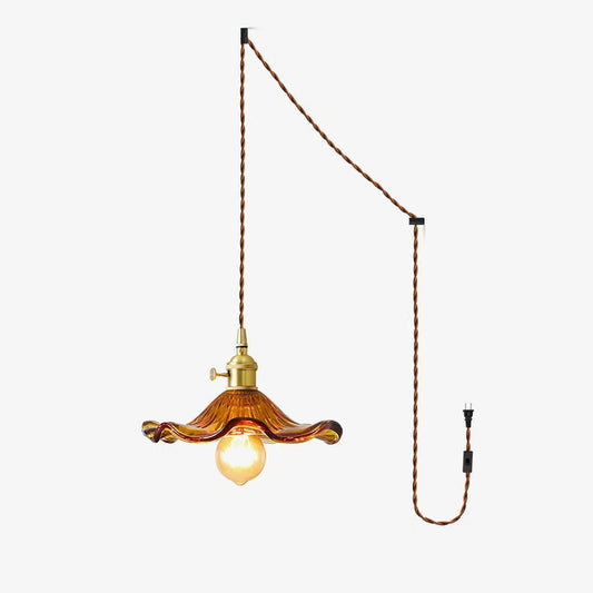Fluted Hibiscus Glass Swag Pendant Light