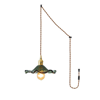 Fluted Hibiscus Glass Swag Pendant Light