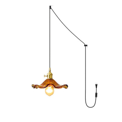 Fluted Hibiscus Glass Swag Pendant Light