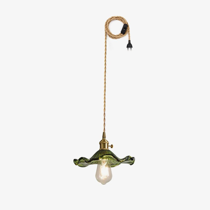 Fluted Hibiscus Glass Swag Pendant Light