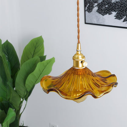 Fluted Hibiscus Glass Swag Pendant Light