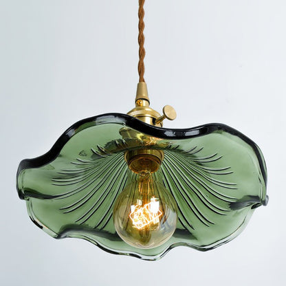 Fluted Hibiscus Glass Swag Pendant Light