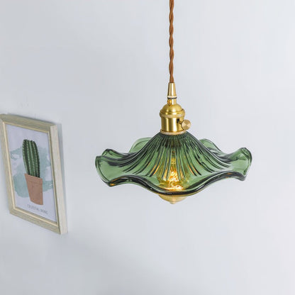 Fluted Hibiscus Glass Swag Pendant Light