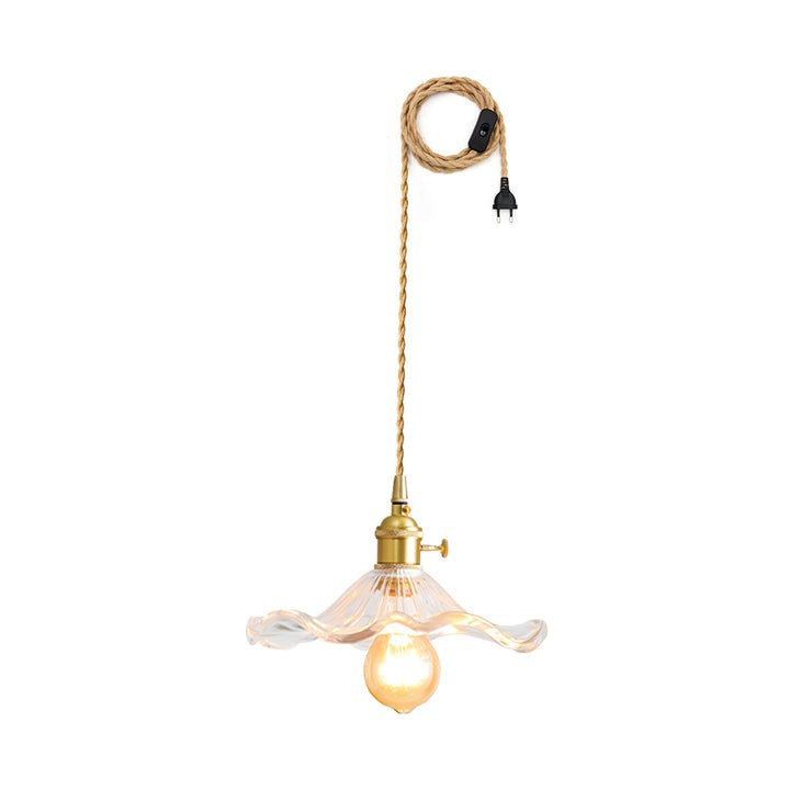 Fluted Hibiscus Glass Swag Pendant Light