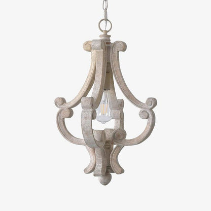 French Country Metal & Wood Ceiling Pendant Light
