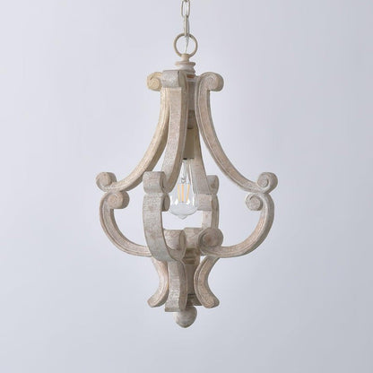 French Country Metal & Wood Ceiling Pendant Light
