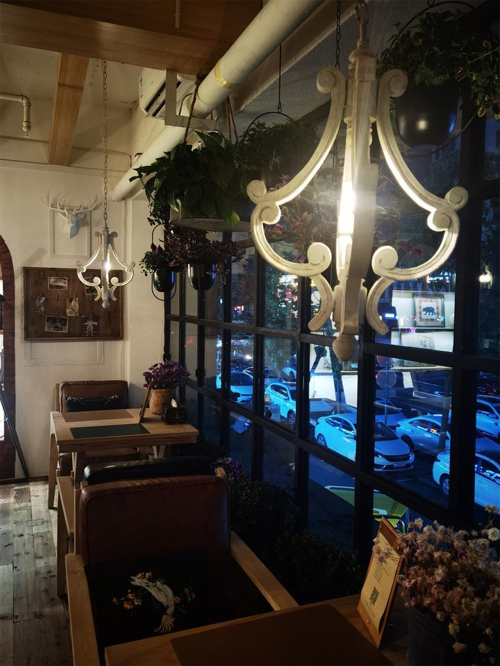 French Country Metal & Wood Ceiling Pendant Light