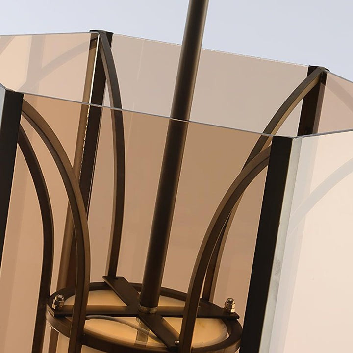French-Style Black Iron & Alabaster Pendant Light