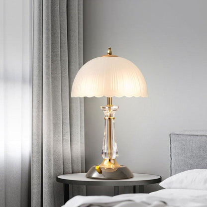 Frosted Glass Dome Table Lamp with Black Metal Frame