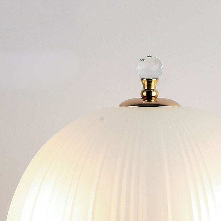 Frosted Glass Dome Table Lamp with Black Metal Frame