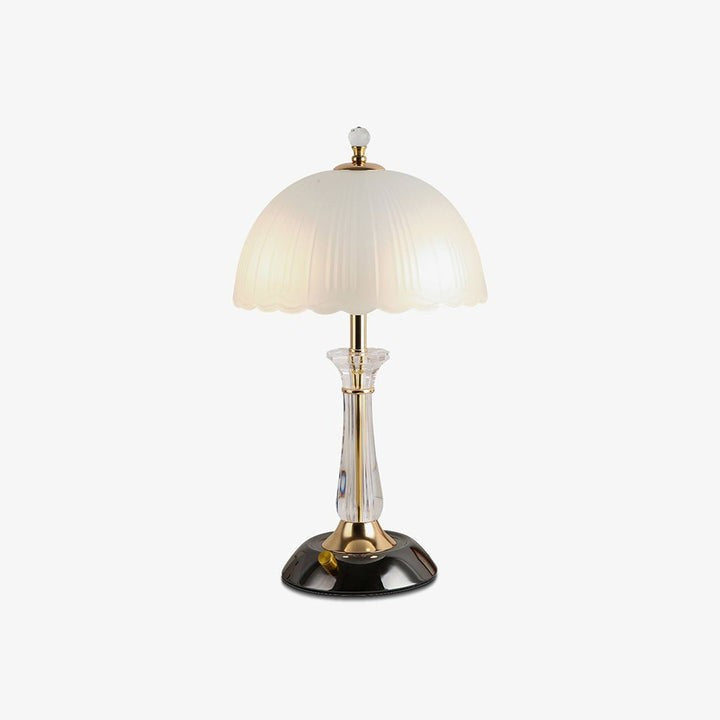 Frosted Glass Dome Table Lamp with Black Metal Frame