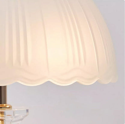 Frosted Glass Dome Table Lamp with Black Metal Frame