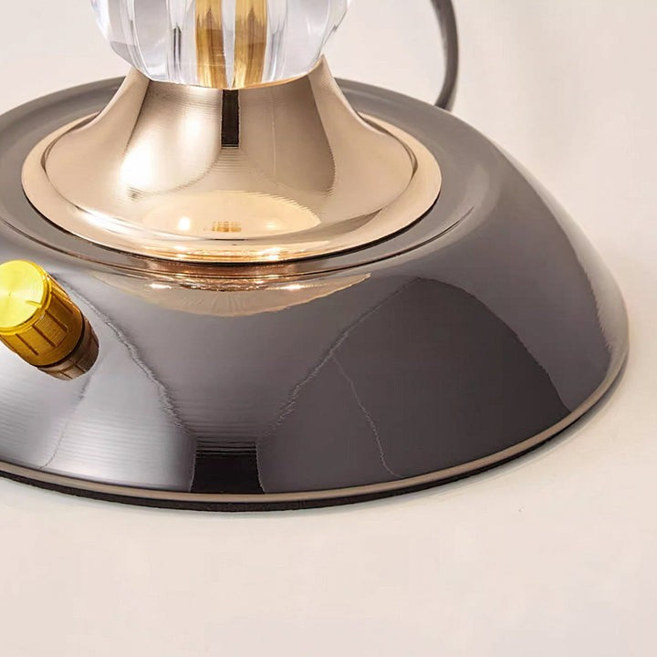 Frosted Glass Dome Table Lamp with Black Metal Frame