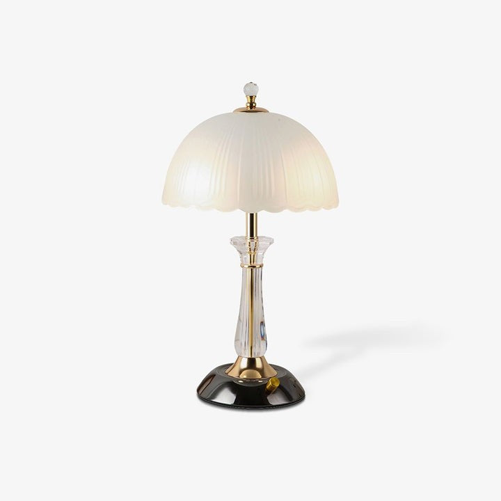 Frosted Glass Dome Table Lamp with Black Metal Frame