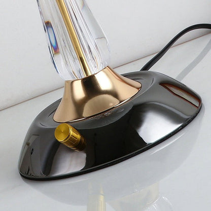 Frosted Glass Dome Table Lamp with Black Metal Frame