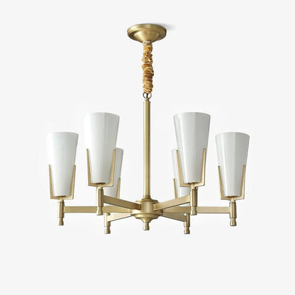 Geometric Brass & Glass Multi-Light Chandelier