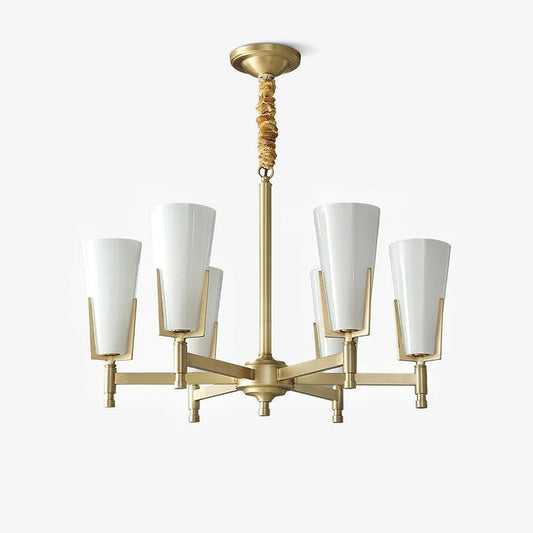 Geometric Brass & Glass Multi-Light Chandelier