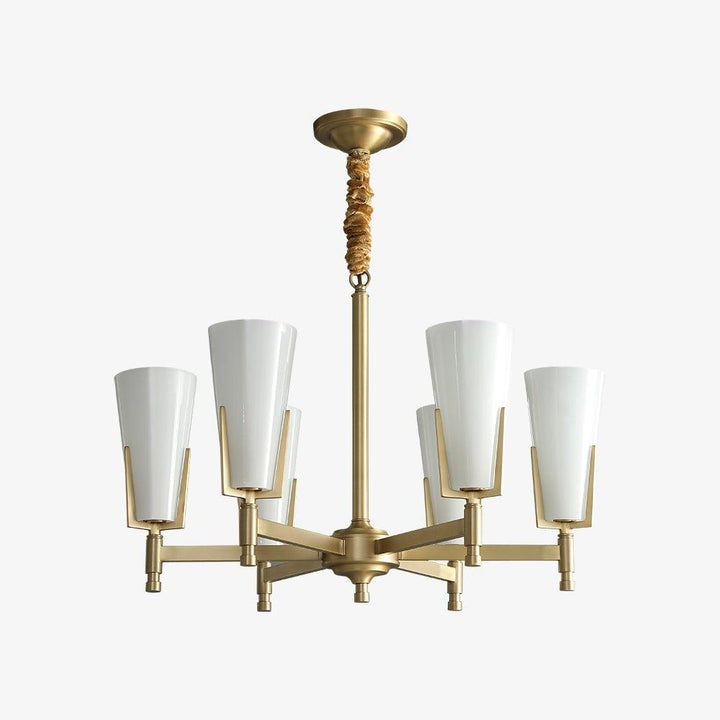 Geometric Brass & Glass Multi-Light Chandelier