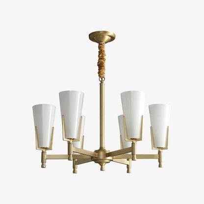 Geometric Brass & Glass Multi-Light Chandelier