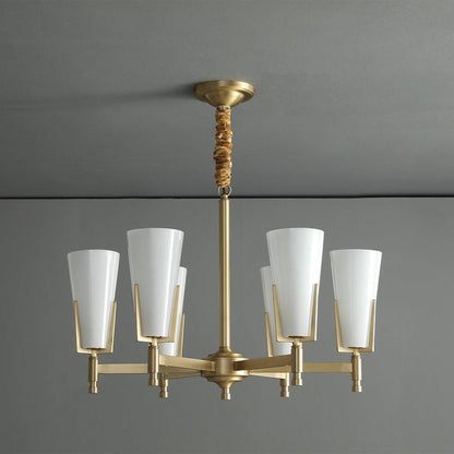 Geometric Brass & Glass Multi-Light Chandelier