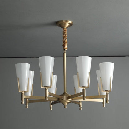 Geometric Brass & Glass Multi-Light Chandelier
