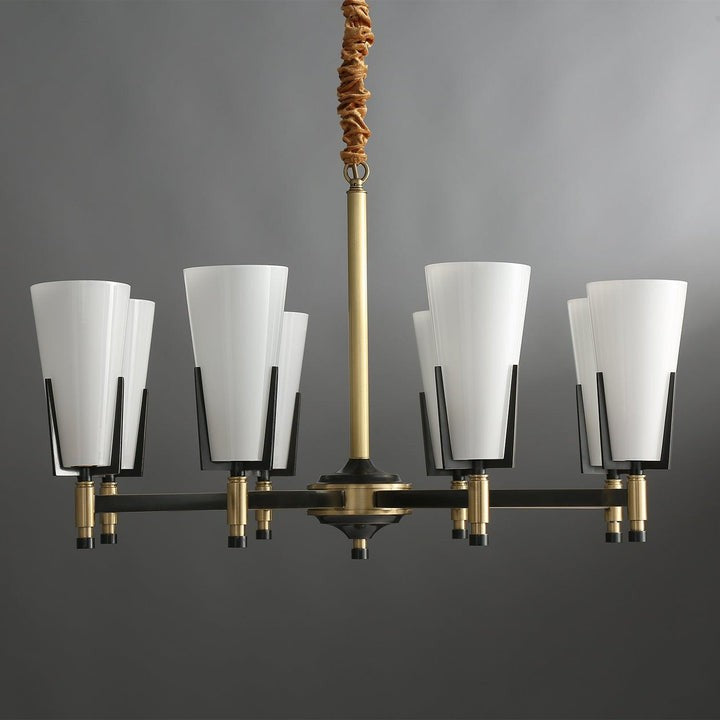 Geometric Brass & Glass Multi-Light Chandelier