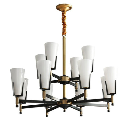 Geometric Brass & Glass Multi-Light Chandelier