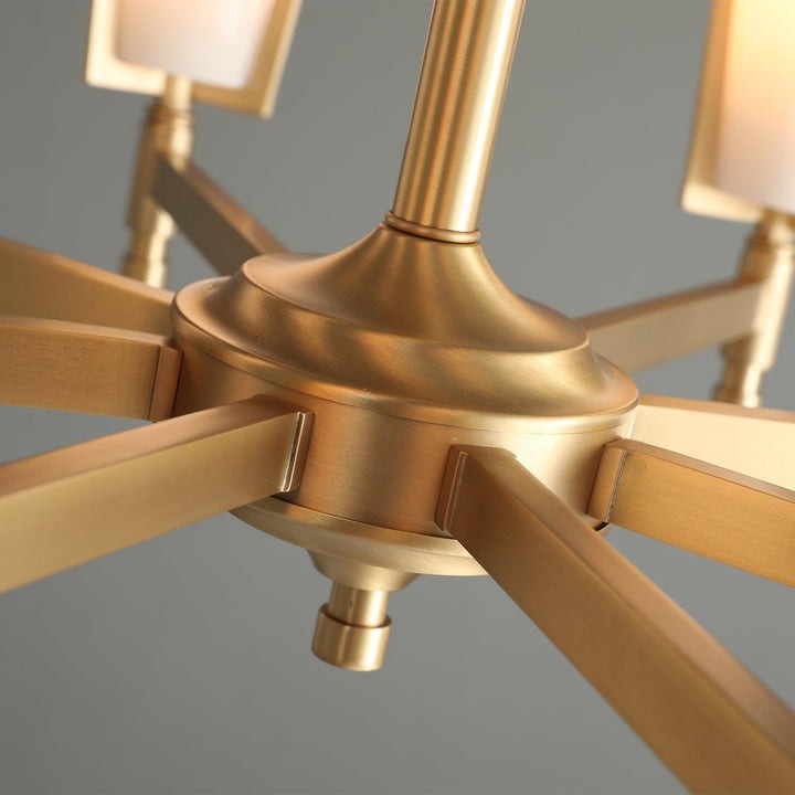 Geometric Brass & Glass Multi-Light Chandelier