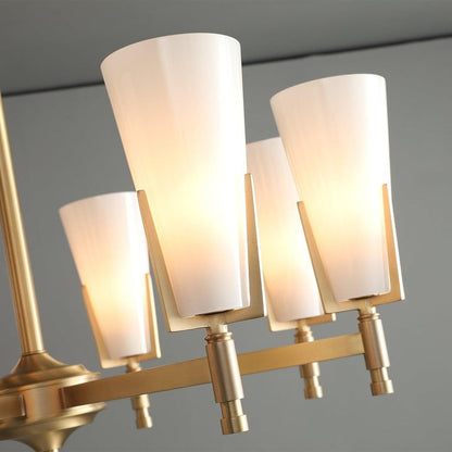 Geometric Brass & Glass Multi-Light Chandelier