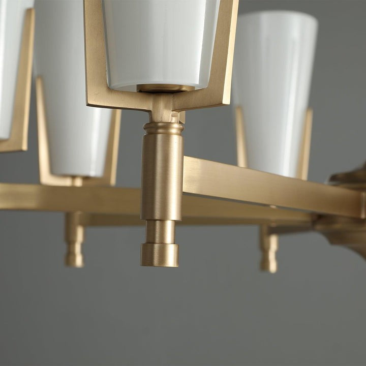 Geometric Brass & Glass Multi-Light Chandelier