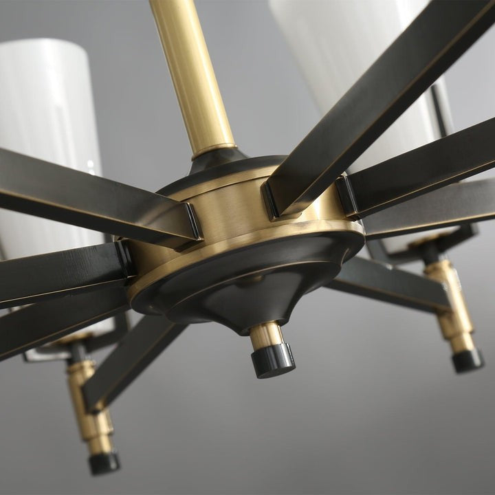 Geometric Brass & Glass Multi-Light Chandelier