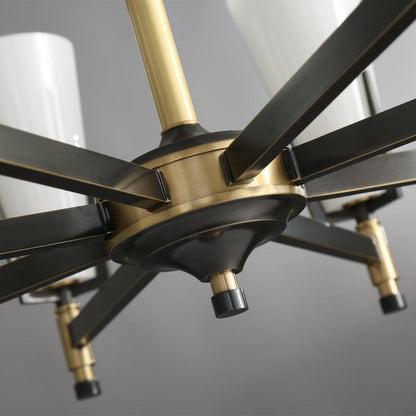 Geometric Brass & Glass Multi-Light Chandelier