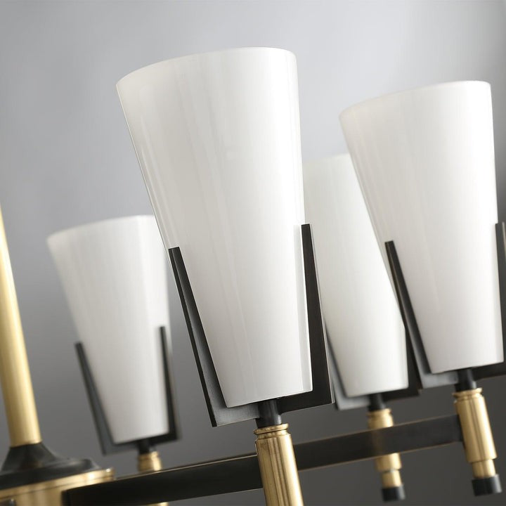 Geometric Brass & Glass Multi-Light Chandelier