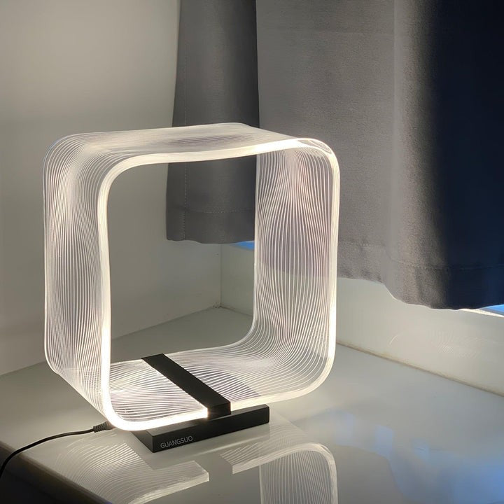 Geometric Wire Cube LED Table Lamp