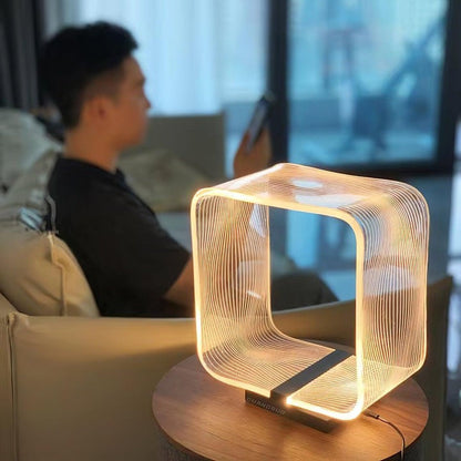 Geometric Wire Cube LED Table Lamp