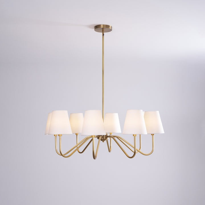 Gold Brass Fabric Shade Chandelier – 5 &amp; 8-Light Options