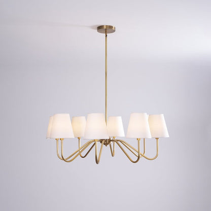 Gold Brass Fabric Shade Chandelier – 5 &amp; 8-Light Options
