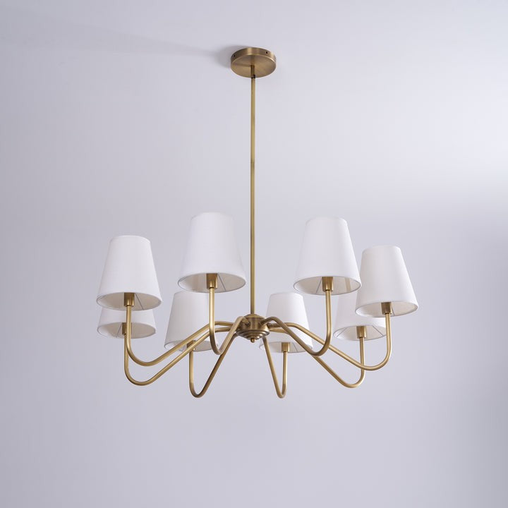 Gold Brass Fabric Shade Chandelier – 5 &amp; 8-Light Options