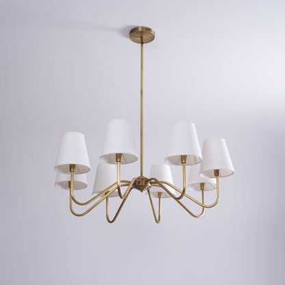 Gold Brass Fabric Shade Chandelier – 5 &amp; 8-Light Options