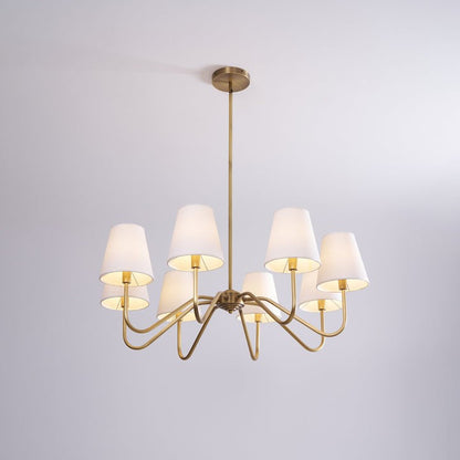 Gold Brass Fabric Shade Chandelier – 5 &amp; 8-Light Options