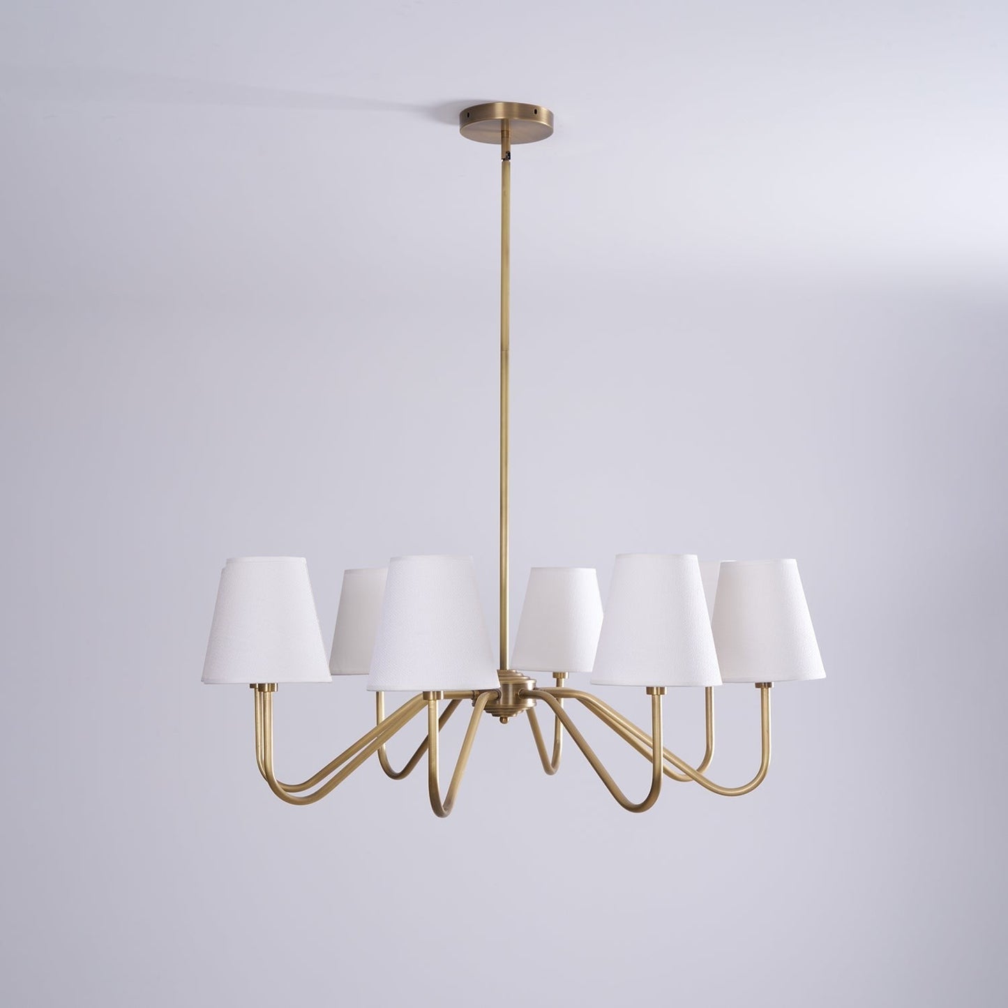 Gold Brass Fabric Shade Chandelier – 5 &amp; 8-Light Options