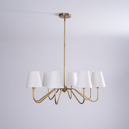 Gold Brass Fabric Shade Chandelier – 5 &amp; 8-Light Options